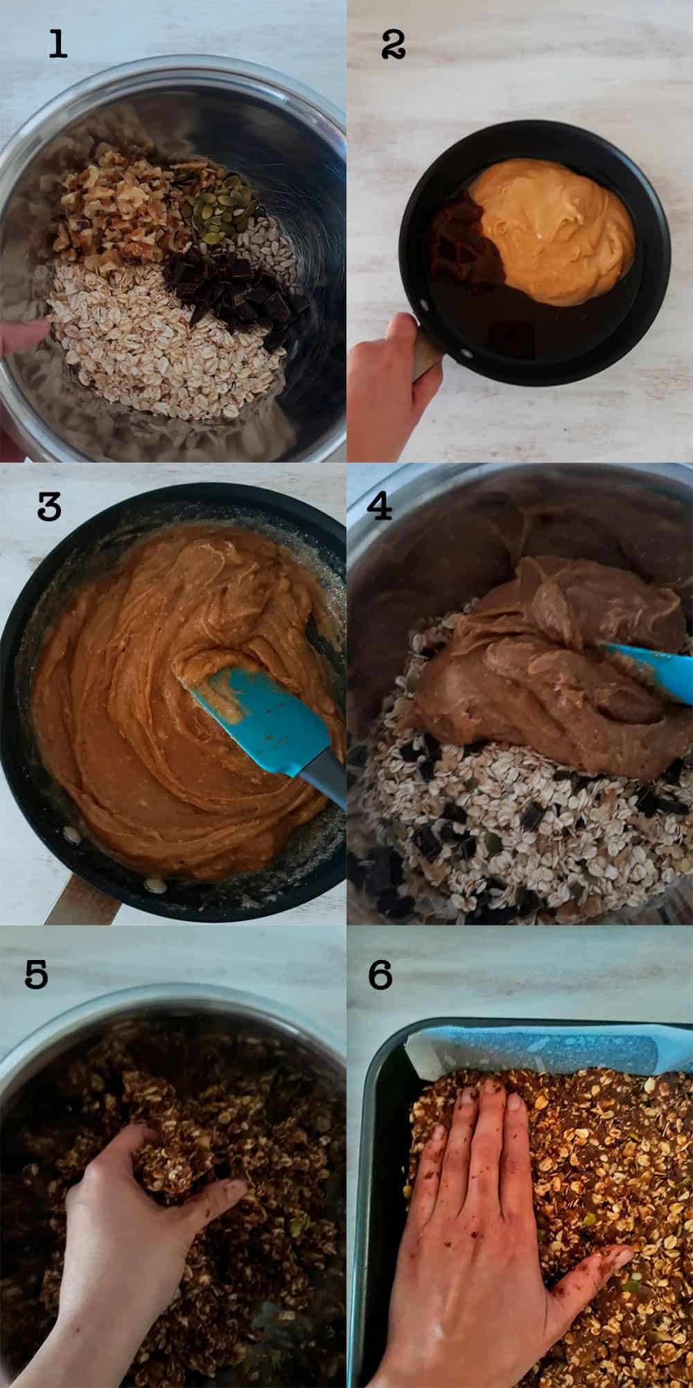 procedimiento paso a paso para preparar barras de cereal sin azúcar