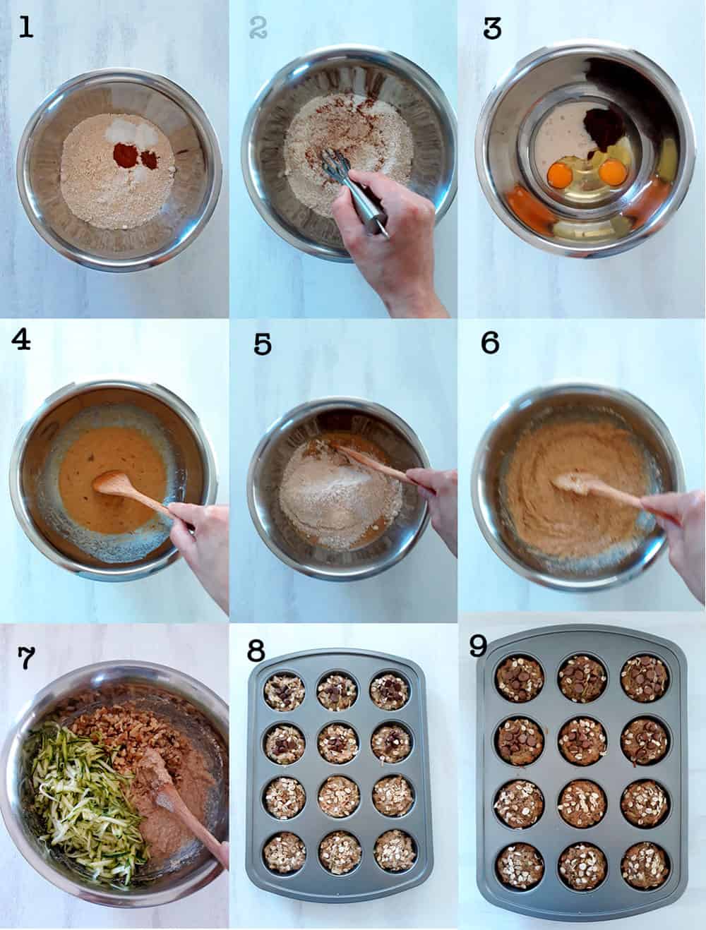 Procedimiento paso a paso para preparar muffins de Zucchini