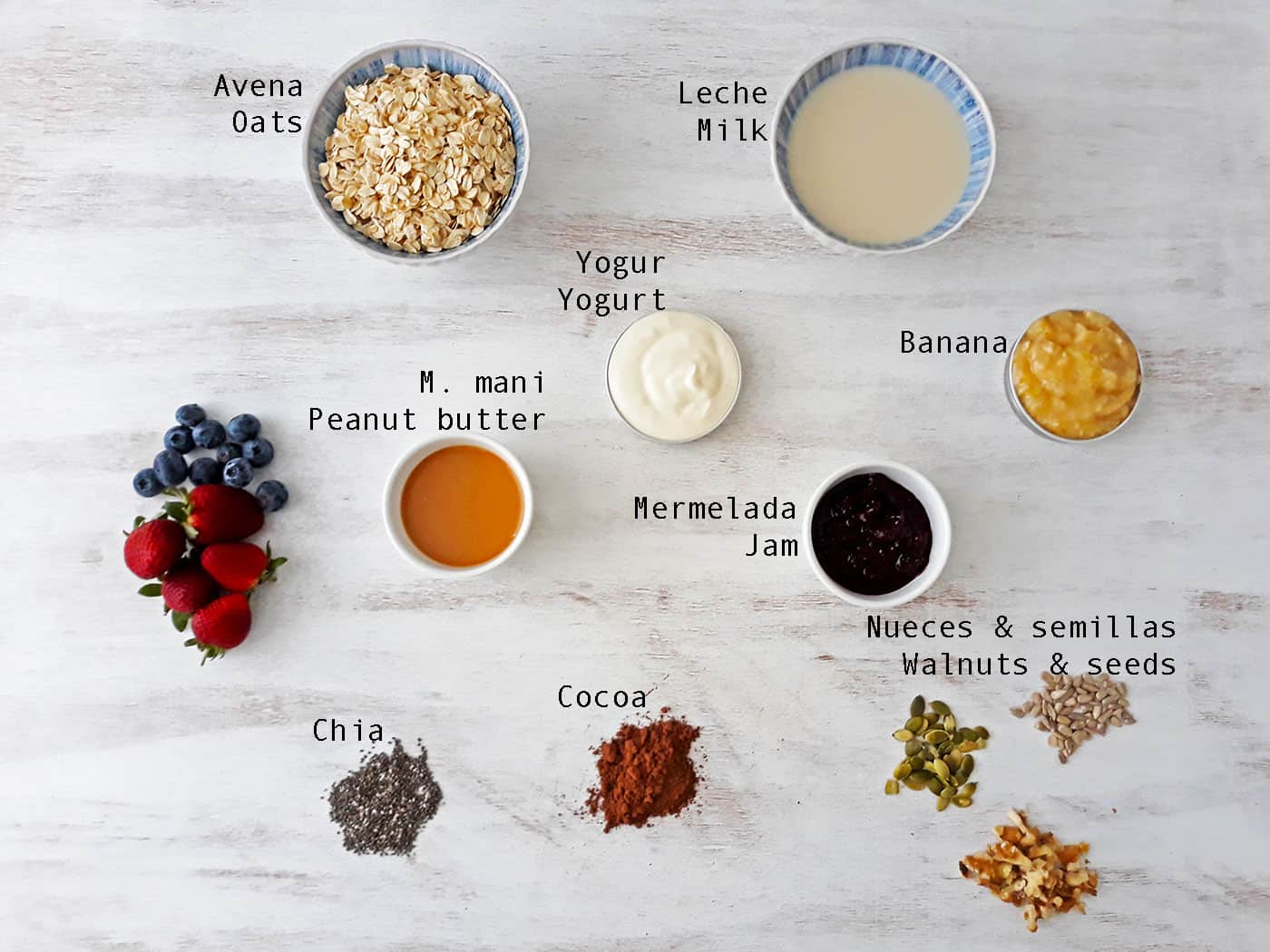 ingredientes para preparar Overnight Oats