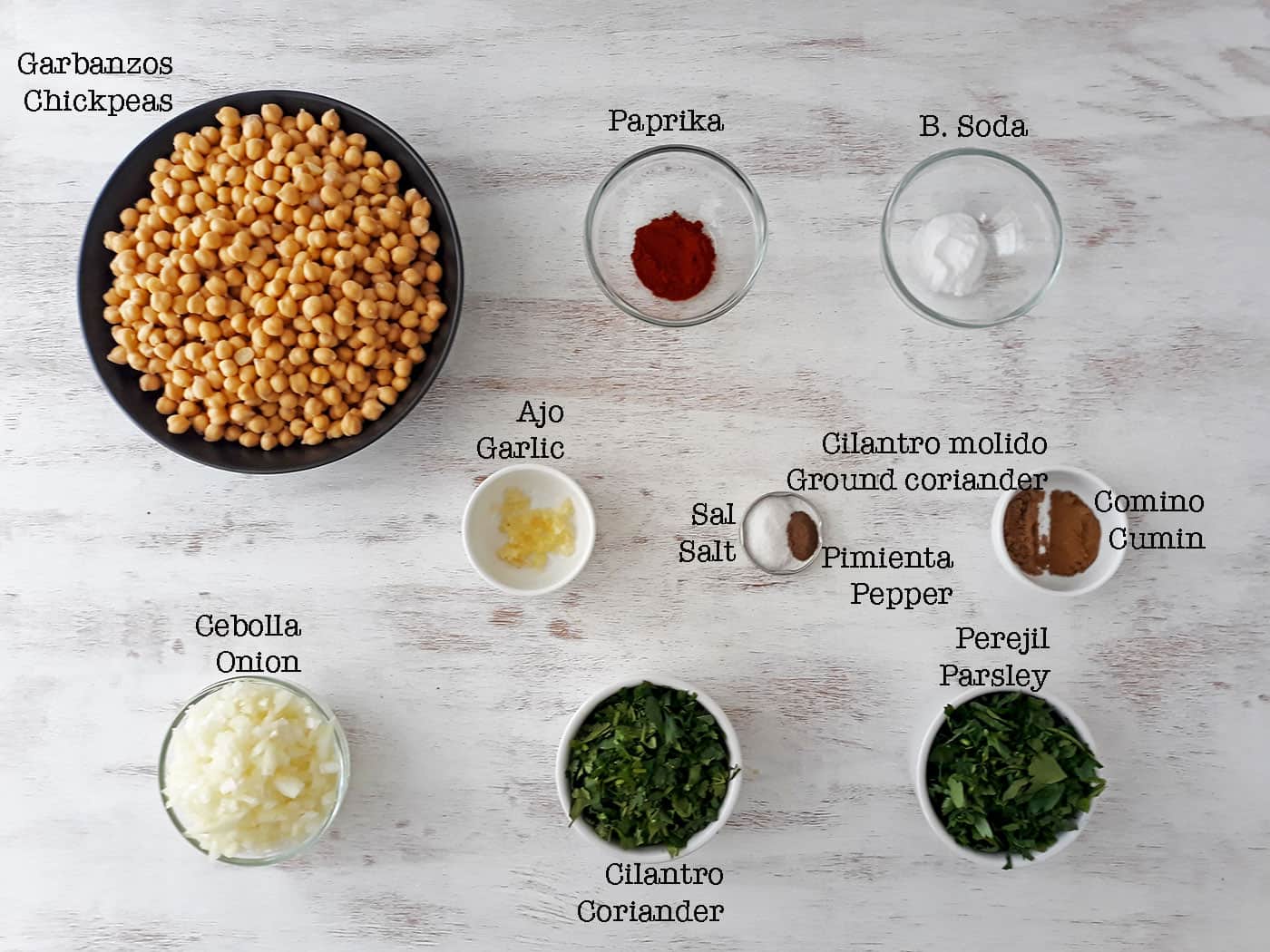 ingredientes para preparar falafels o croquetas de garbanzos