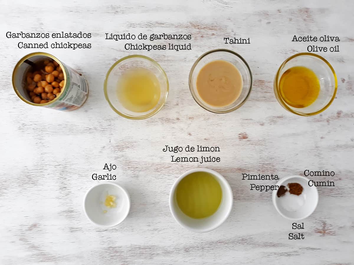 ingredientes para preparar hummus