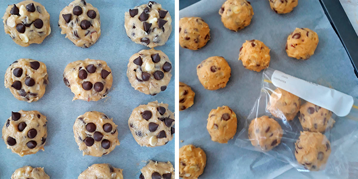 bolas de masa de galletas frias listas para congelar