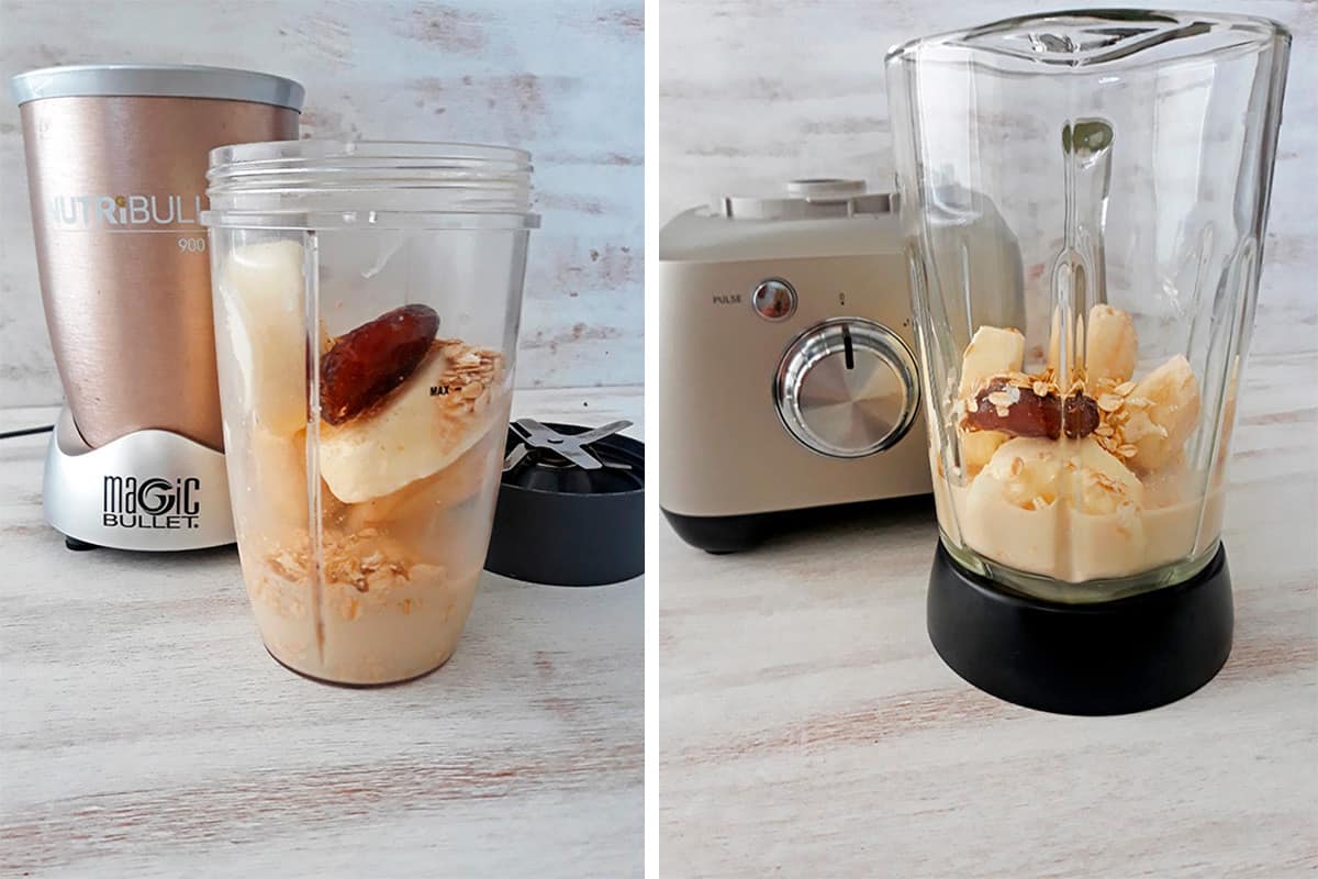 como preparar un batido de bananas en licuadora o NutriBullet