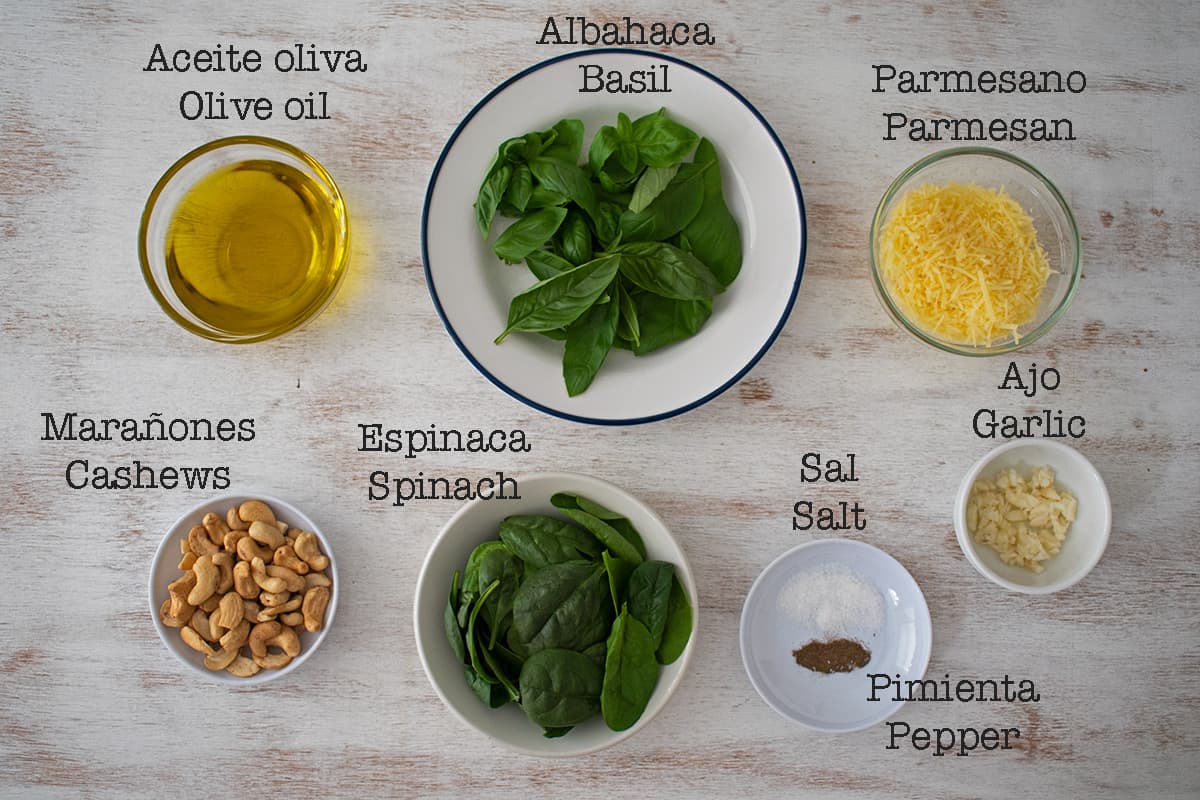 ingredientes para hacer salsa pesto