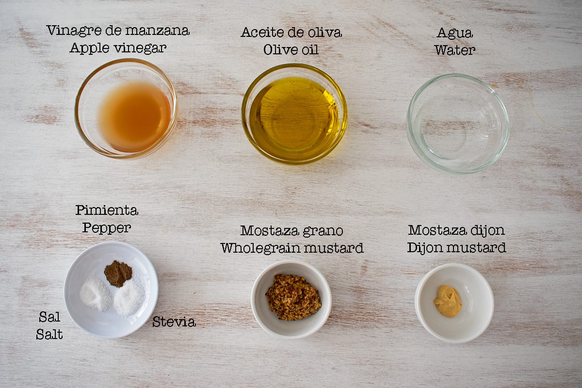 ingredientes para preparar vinagreta de mostaza