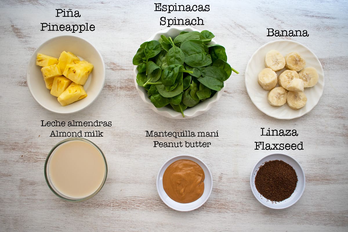 ingredientes para smoothie verde