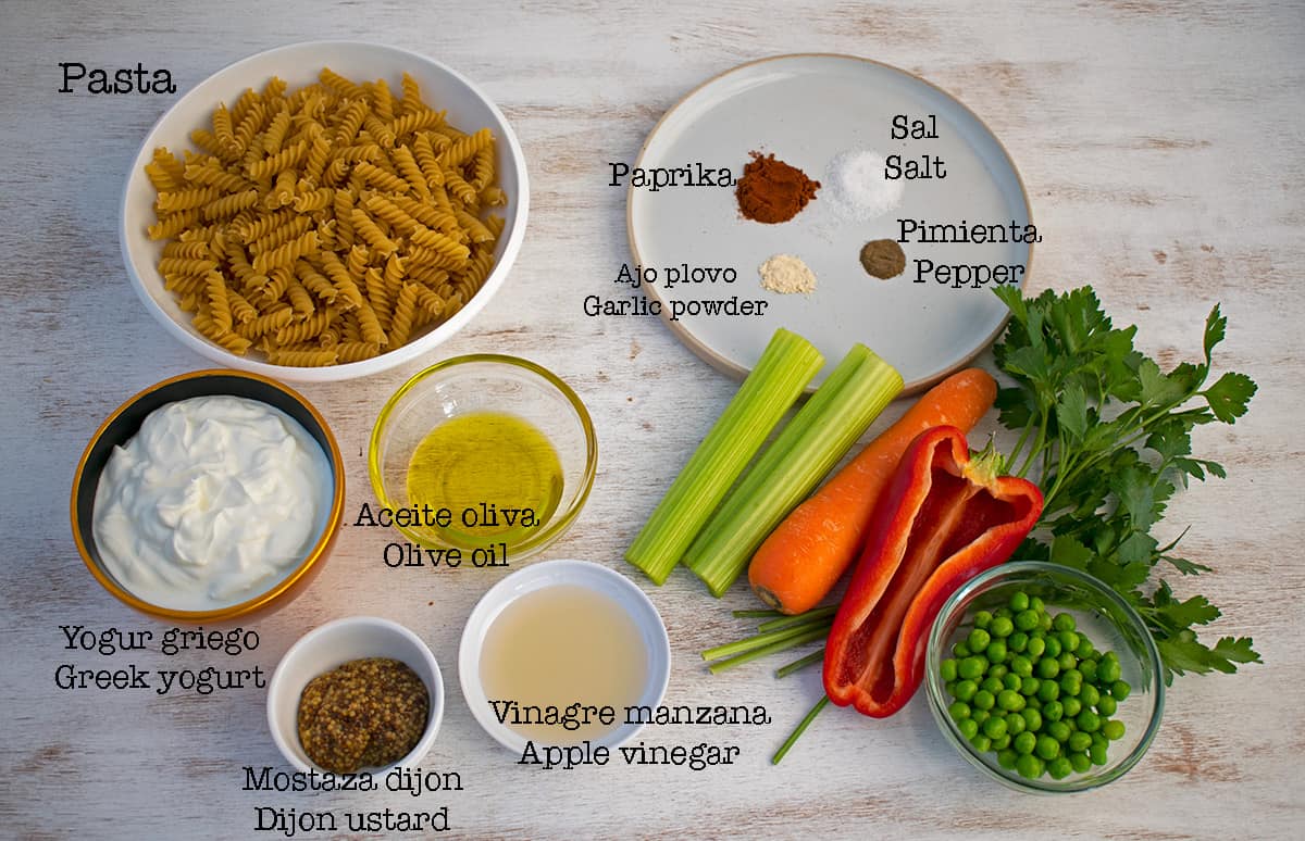 ingredientes para preparar ensalada de pasta