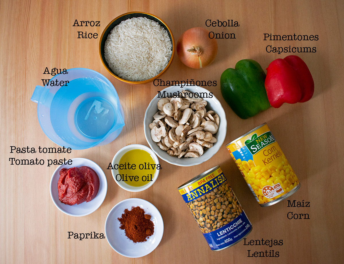 ingredientes para preparar arroz pilaf