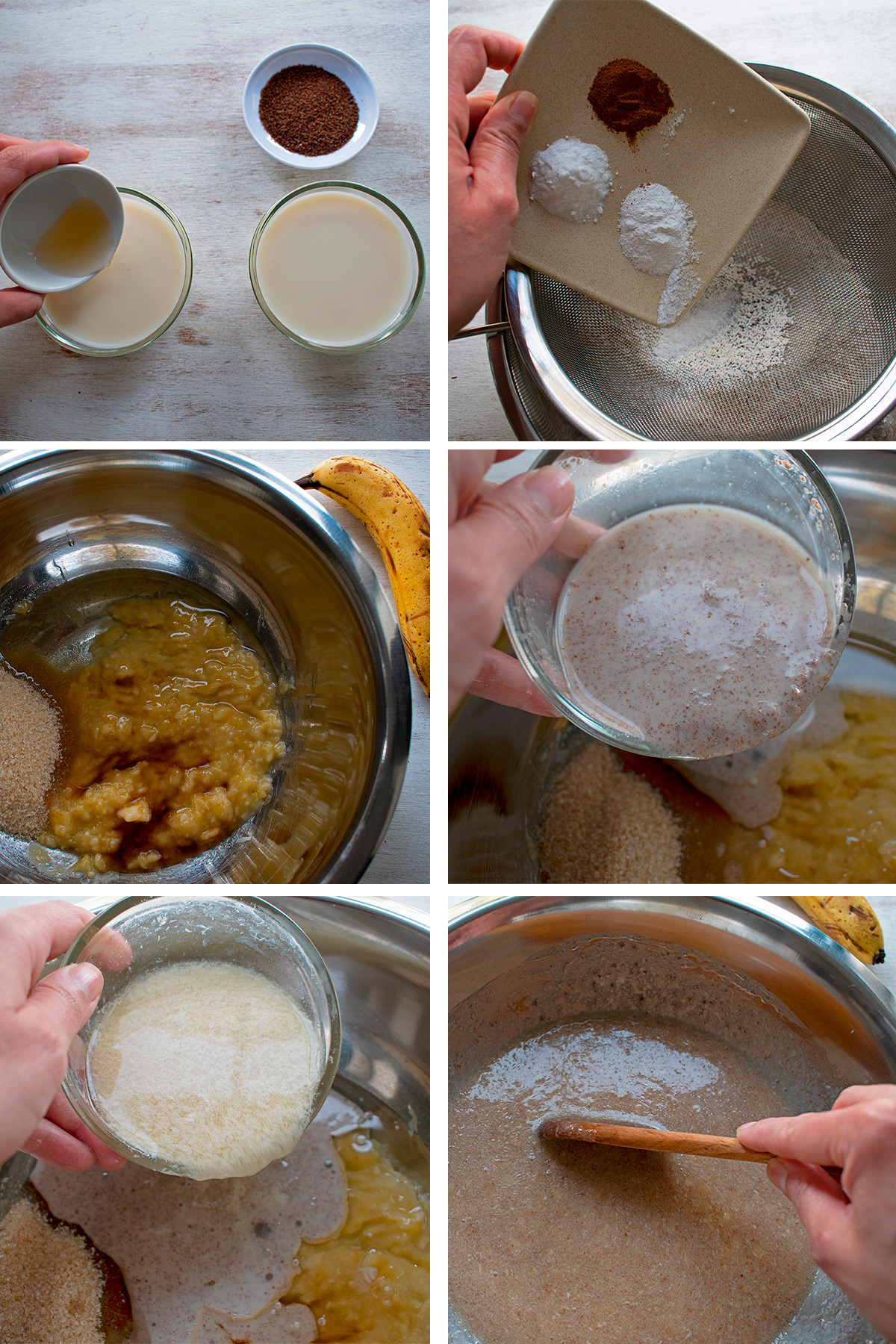 preparación paso a paso de pan de plátano 