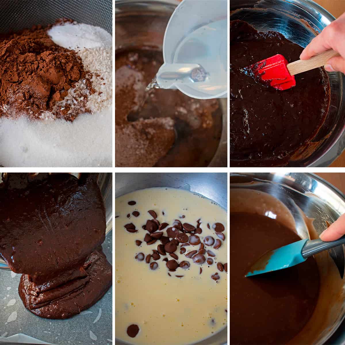 preparación de torta de chocolate sin huevo y sin leche paso a paso