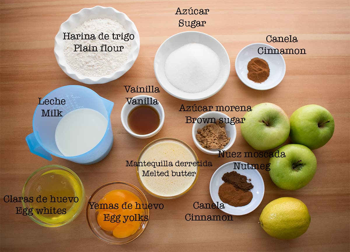 Ingredientes para preparar tarta de manzana casera