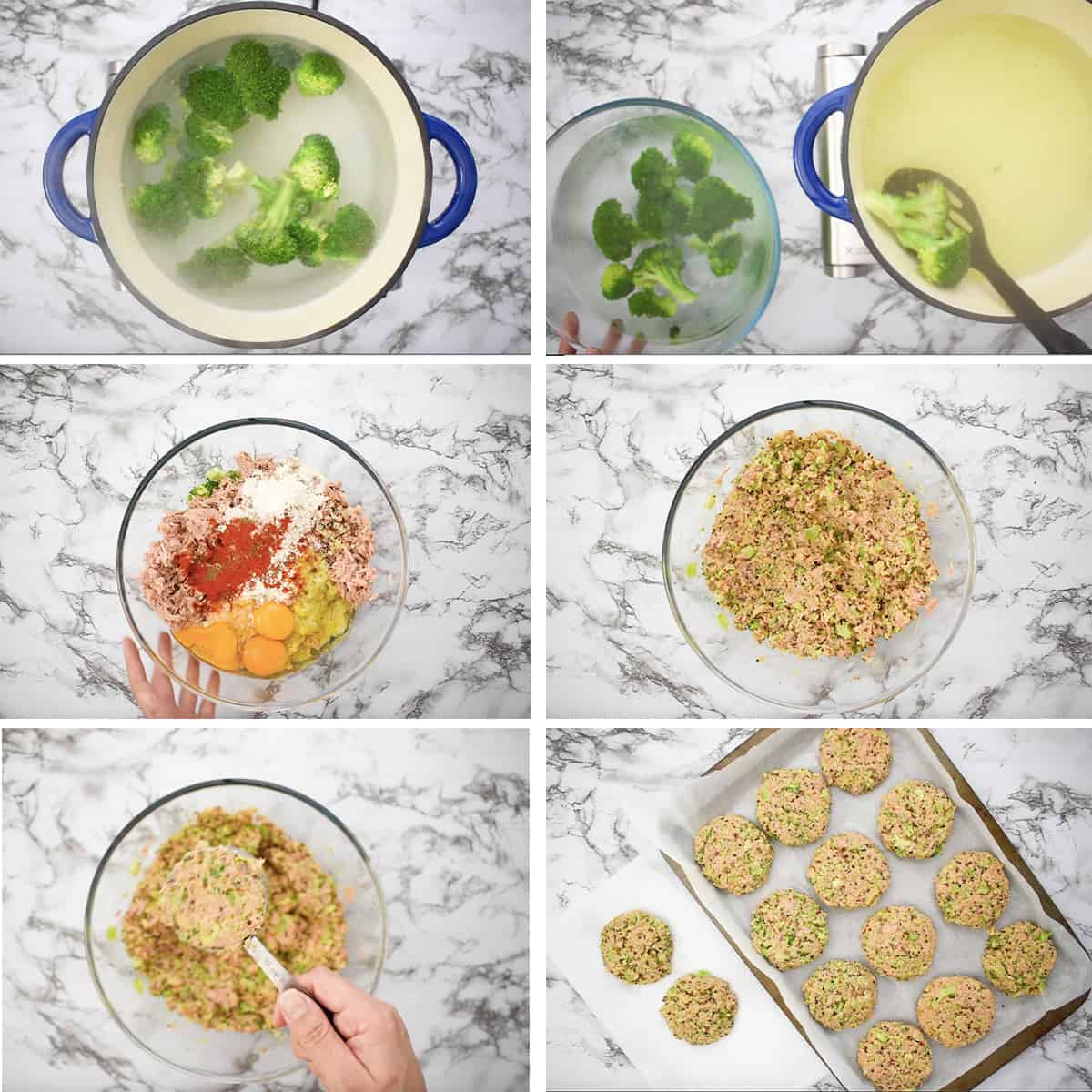 preparación paso a paso de torrejas de quinoa y atún