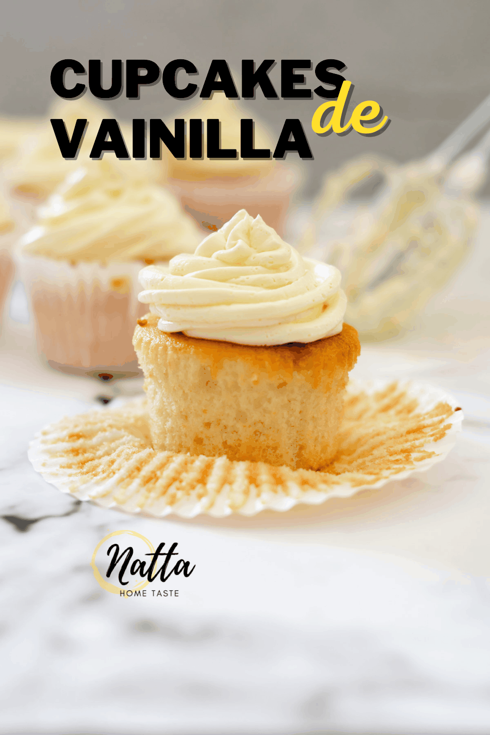 Cupcakes de vainilla esponjosos Natta home taste