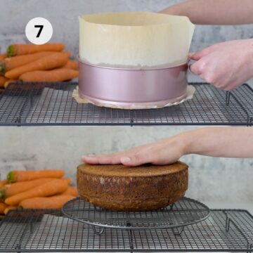 bizcocho sin gluten enfriando sobre una rejilla después de salir del horno