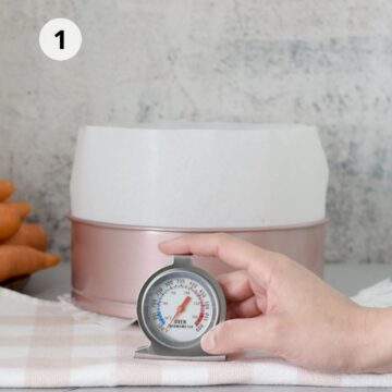 termómetro para horno y un molde para torta redondo 