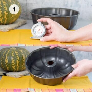 termometro para horno y un molde redondo tipo bundt
