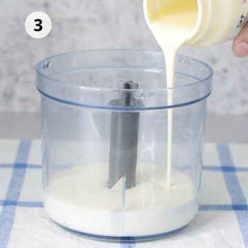 contenedor de procesador de alimentos con crema de leche 