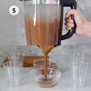 mousse de chocolate sin azúcar en vasitos transparentes  