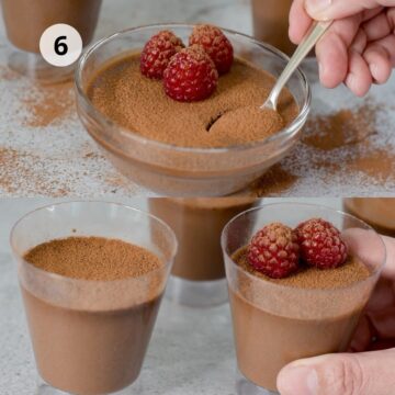 mousse de chocolate sin azúcar en vasitos