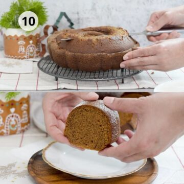 porción de torta de jengibre y canela