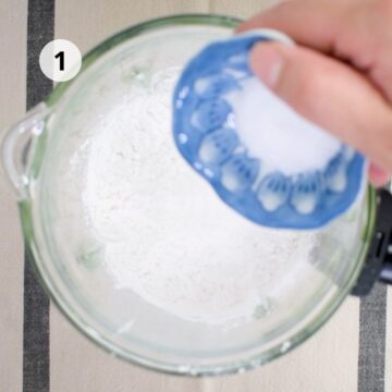 harina de tapioca y sal en el vaso de una licuadora.