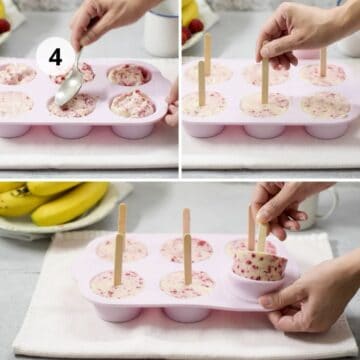 paletas de banana sin azúcar en moldes de silicona.