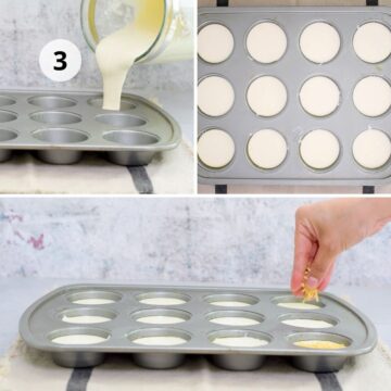 Molde de muffins con mezcla lista para llevar al horno.