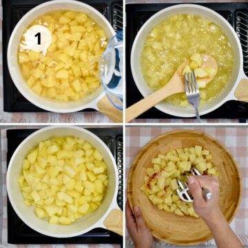  Paso a paso para cocer papas, escurrirlas y hacer un puré con especias.